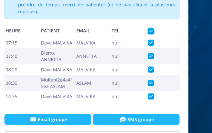 Communication et rappels