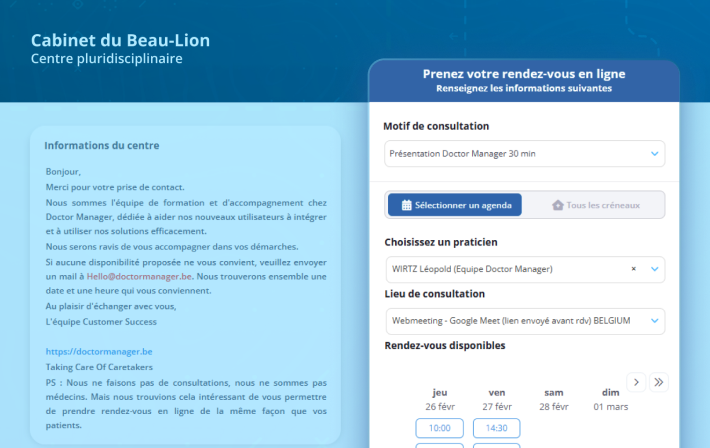 RDV en ligne médecin esthétique